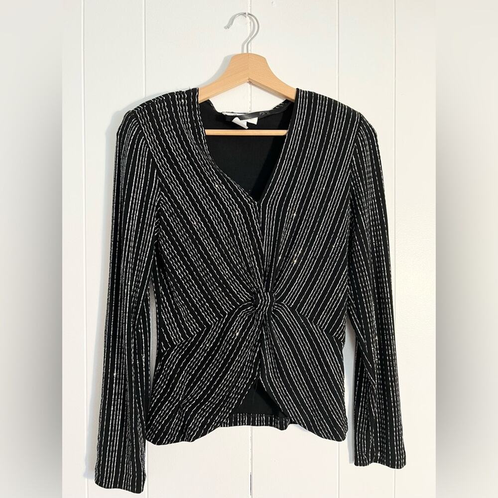 Vintage sparkly knotted holiday Christmas New Years top 70s disco silver black